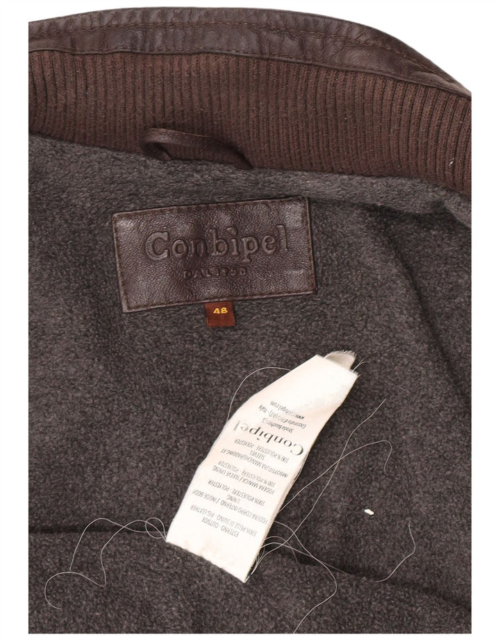 Conbipel Mens Leather Jacket IT 48 Medium Brown Leather