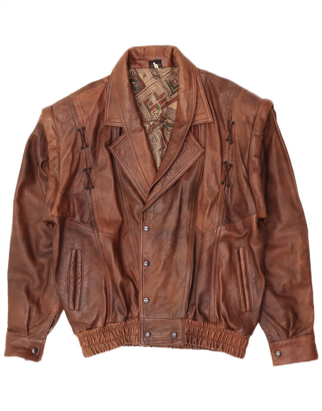 Giacca in pelle vintage da uomo UK 40 grande in pelle marrone
