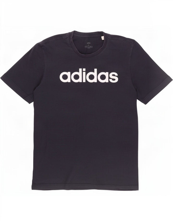 T-shirt grafica da uomo Adidas Top in cotone blu navy medio