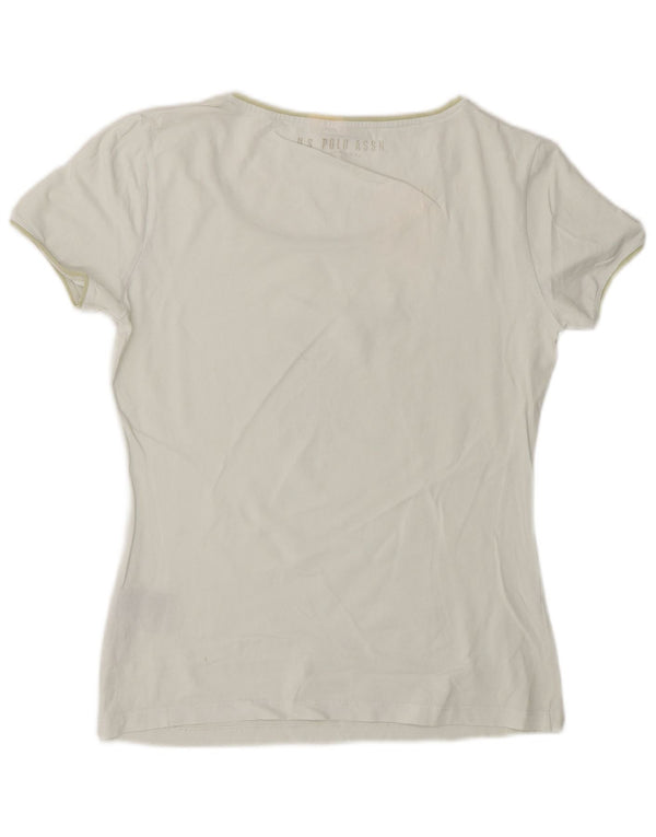 Πόλο Ασν. Γυναικείο T-Shirt Top UK 10 Small White Βαμβακερό