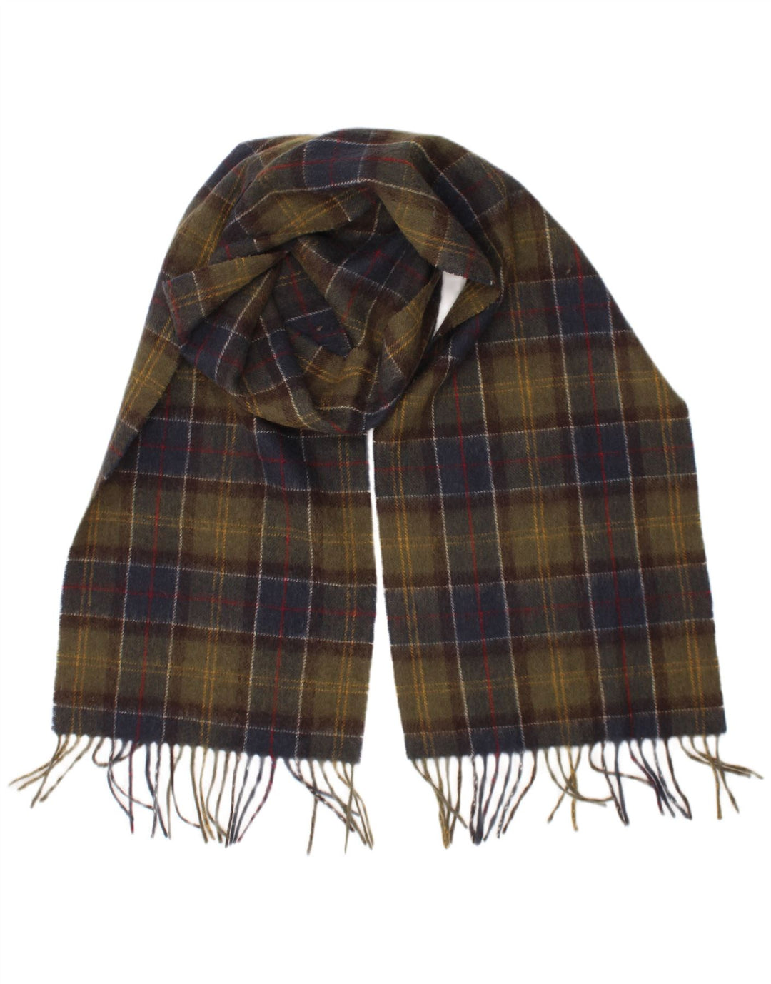 Barbour Mens Rectangle Scarf One Size Khaki Plaid Lambswool Classic