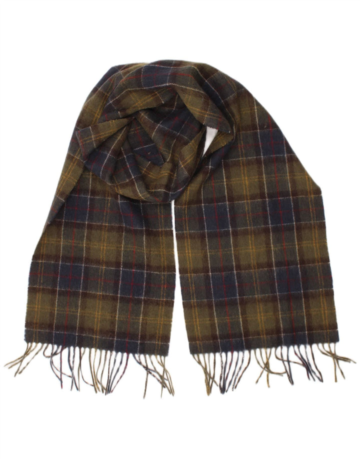 Barbour Mens Rectangle Scarf One Size Khaki Plaid Lambswool Classic