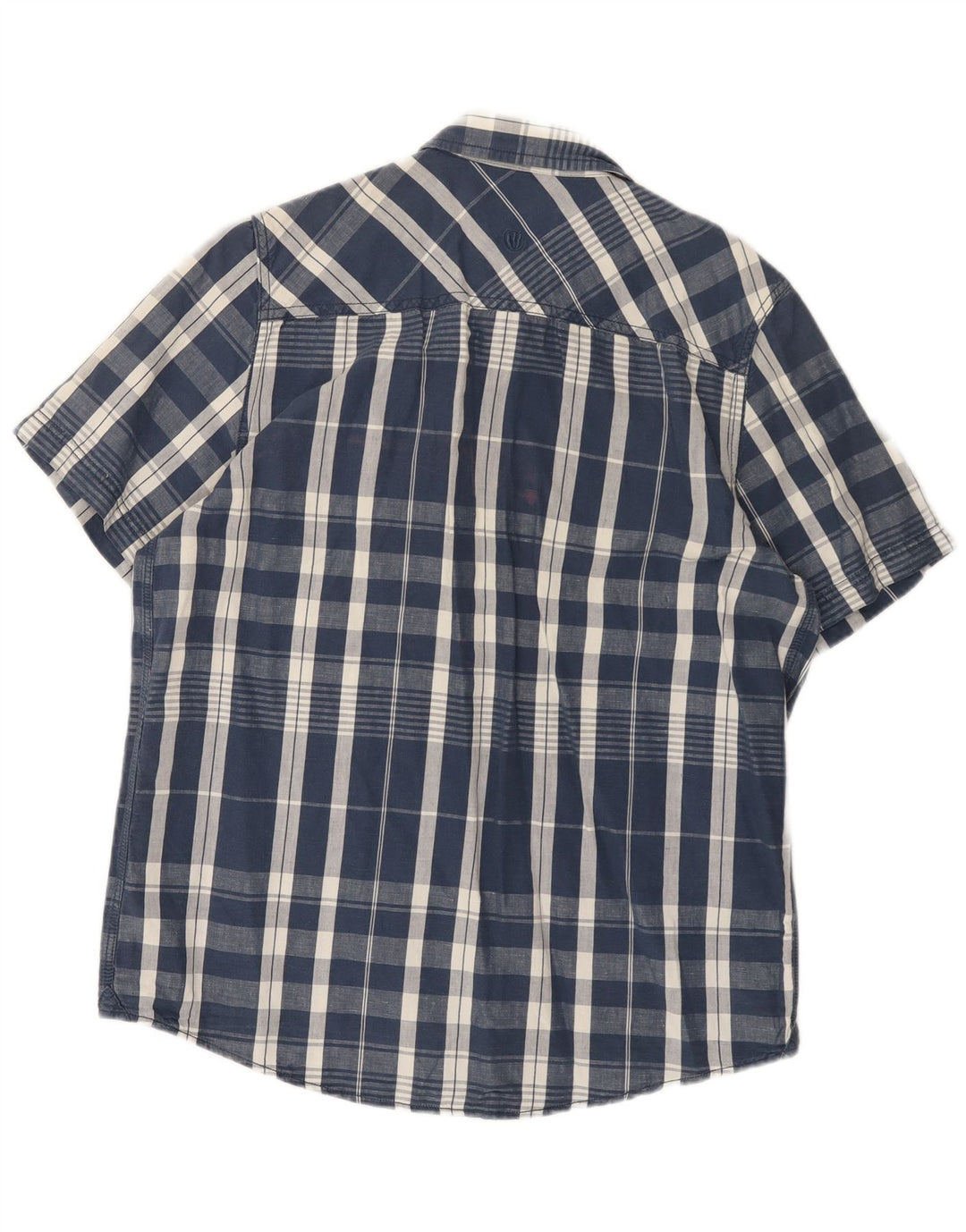 Fat Face Mens Short Sleeve Shirt Large Blue Check Cotton