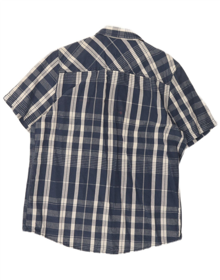Fat Face Mens Short Sleeve Shirt Large Blue Check Cotton