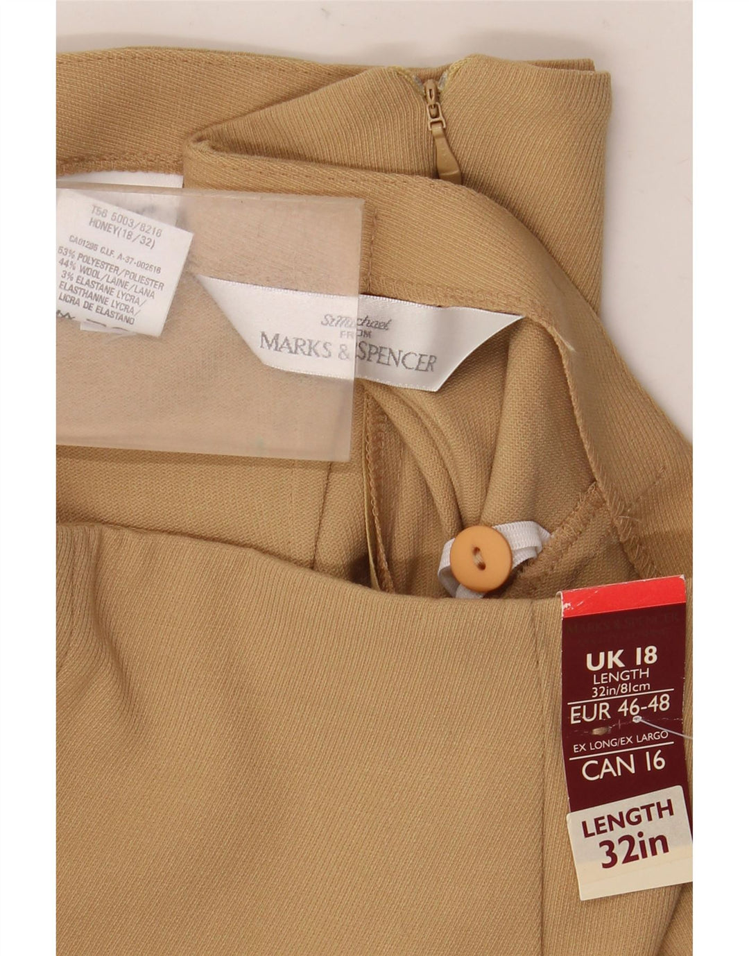 Marks & Spencer Womens Pencil Skirt UK 18 XL W34  Beige Polyester