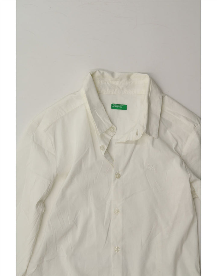 BENETTON Boys Shirt 14-15 Years White Vintage Benetton and Second-Hand Benetton from Messina Hembry 