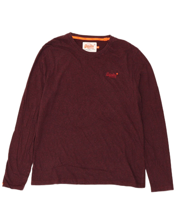 Superdry Herre Top Langærmet 2XL Bourgogne bomuld