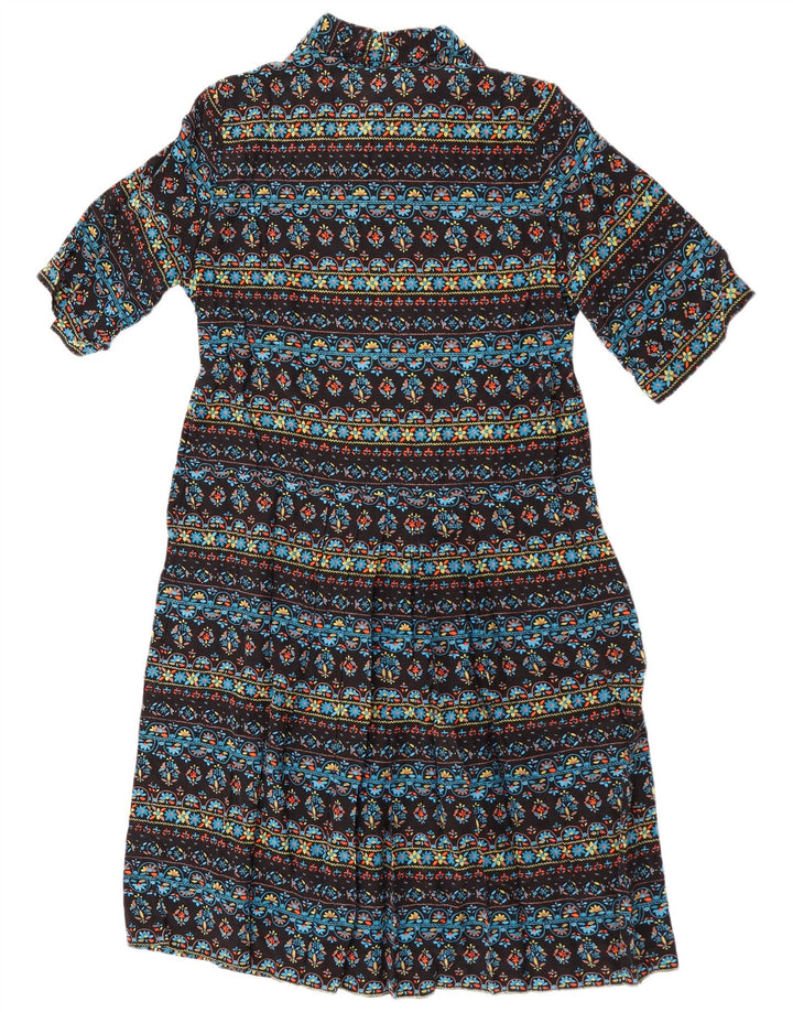 Vintage Womens Front Tie A-Line Dress UK 14 Medium Multicoloured Floral