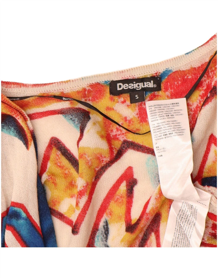 Desigual Womens Longline Cardigan Sweater UK 10 Small Multicoloured