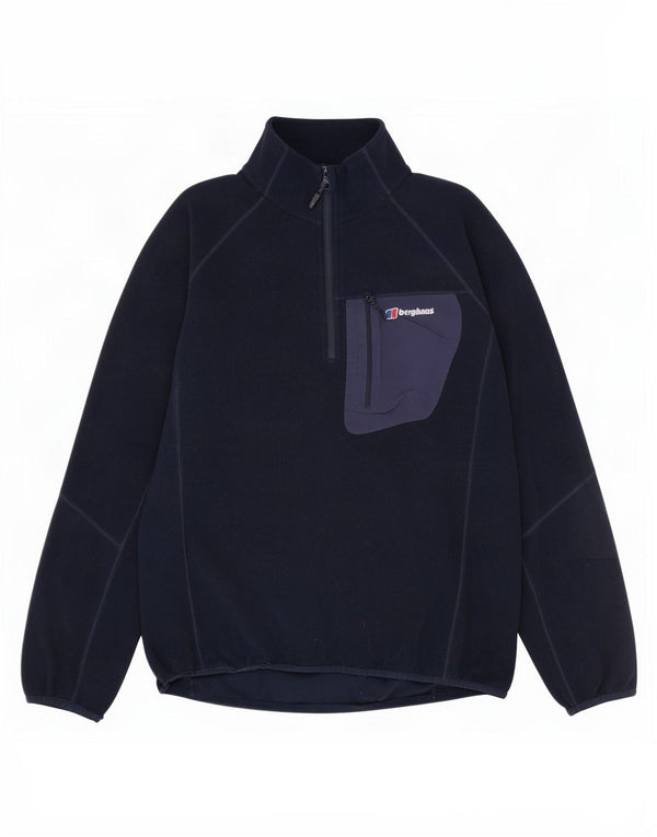 Berghaus Mens Zip Neck Fleece Jumper Large Navy Blue Polyester