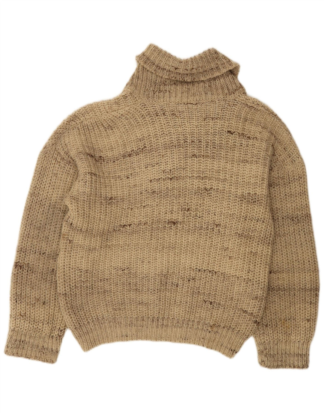 Vintage Mens Shawl Neck Jumper Sweater Large Beige Striped