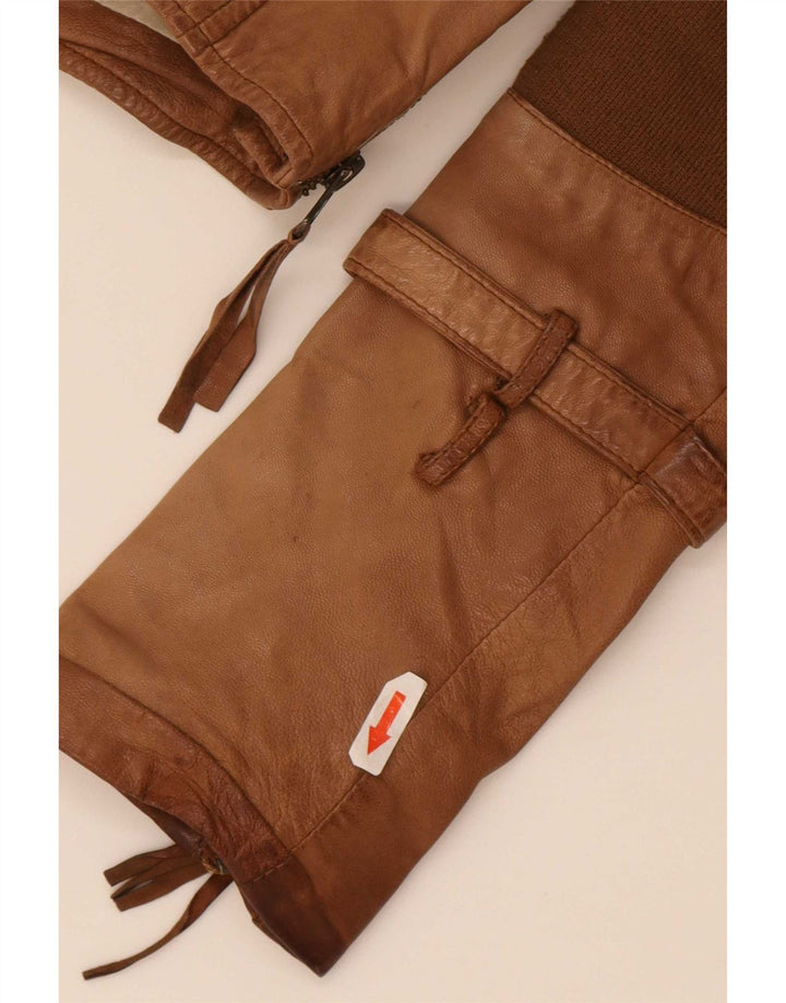 Женская кожаная косуха True Religion UK 10, маленькая, бежевая с цветными блоками