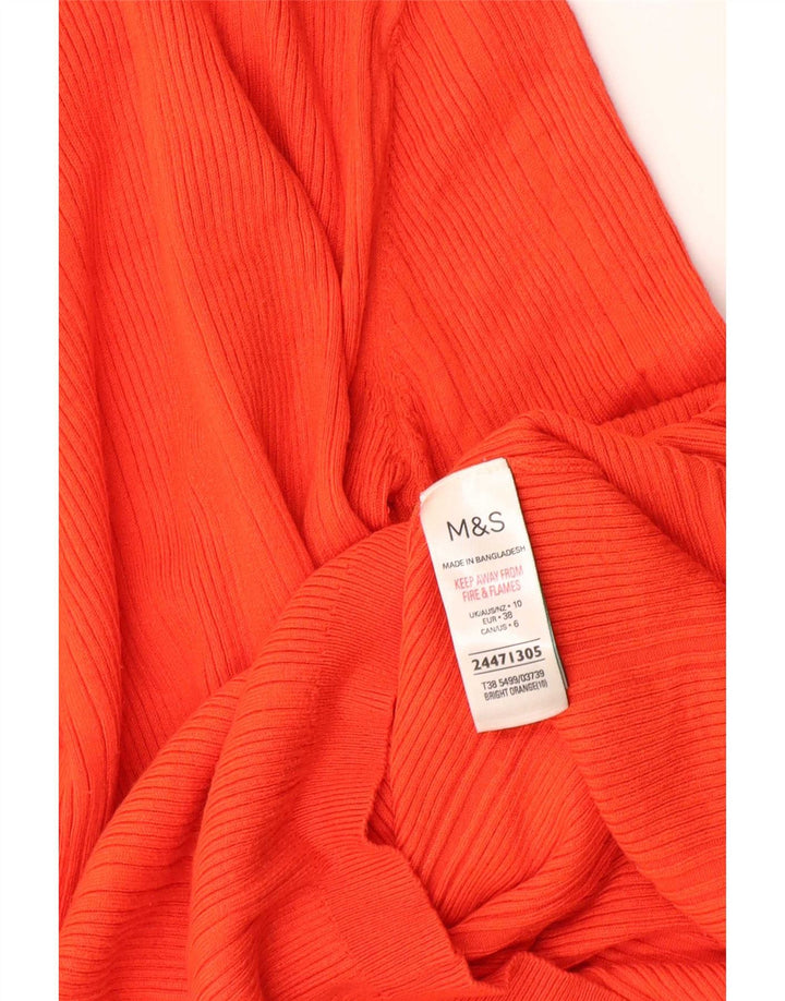 Marks & Spencer Womens Roll Neck Jumper Sweater UK 10 Small Orange Viscose