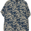 Heartless Camisa de manga corta con patrón abstracto para hombre 2XL Algodón azul marino