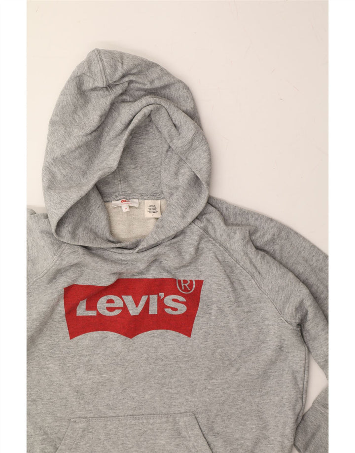 LEVI'S Womens Graphic Hoodie Jumper UK 14 Medium Grey Cotton Vintage Levi's and Second-Hand Levi's from Messina Hembry 