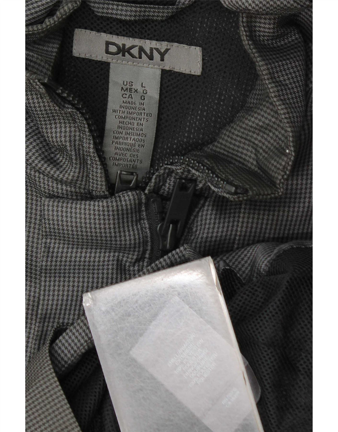 Giacca multiuso da uomo Dkny UK 40 Large in poliestere pied de poule grigio
