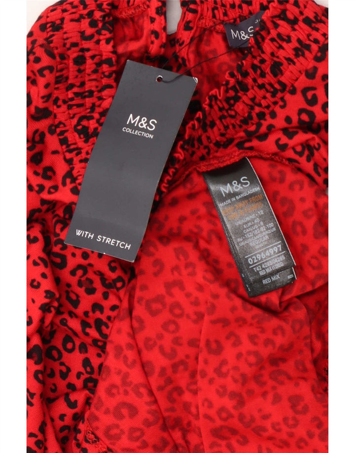 Женское базовое платье Marks & Spencer UK 12, средний красный с животным принтом