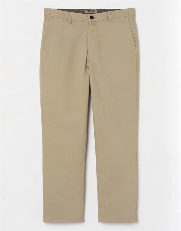 Zara Pantalón chino recto para hombre EU 42 Large W32 L30 Beige