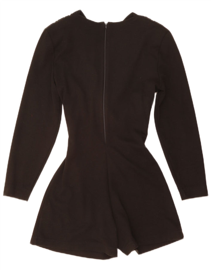 Vintage Womens Long Sleeve Playsuit UK 8 Small  Black
