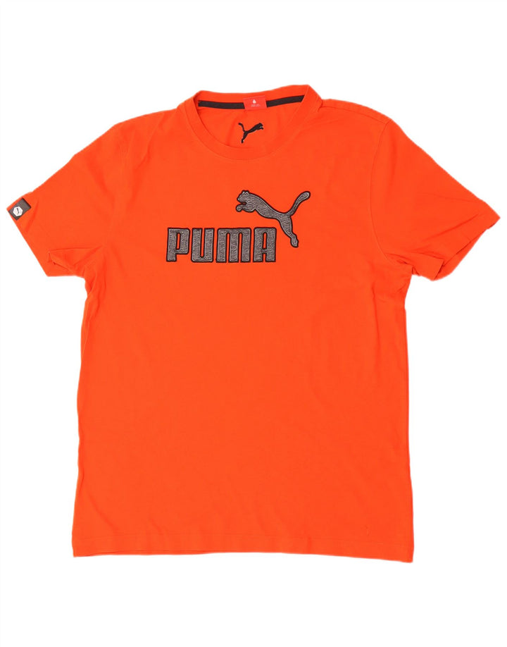Puma Mens Graphic T-Shirt Top Large Orange Cotton