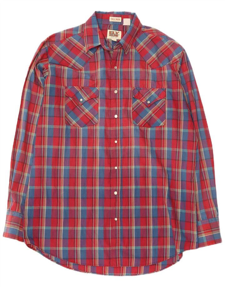 Ely Catteleman Mens Tall Shirt Large Red Plaid