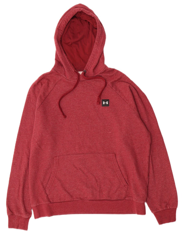 Under Armour Mens Hoodie Jumper Large Burgundy Cotton