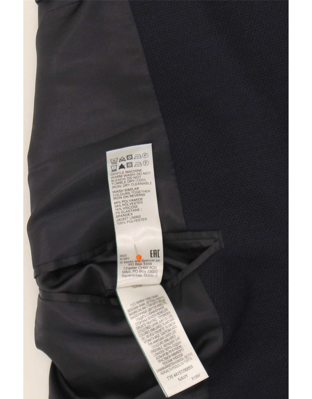 Marks & Spencer Herren-Blazer mit 2 Knöpfen, UK 48 4XL, Marineblau, Polyamid