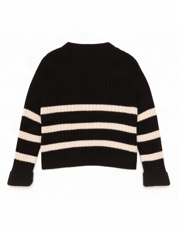 Maglione cardigan da donna Zara UK 16 grande acrilico a strisce nere