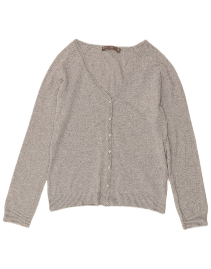 Zara Dame Cardigan Sweater UK 14 Large Grå Flecked