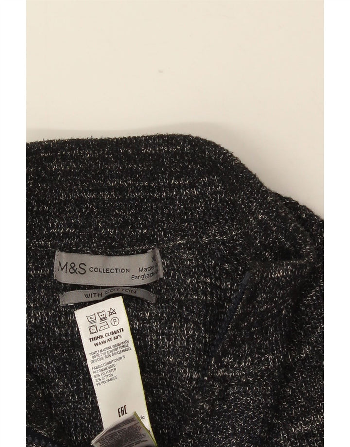 MARKS & SPENCER Mens Cardigan Sweater XL Grey Flecked Polyester