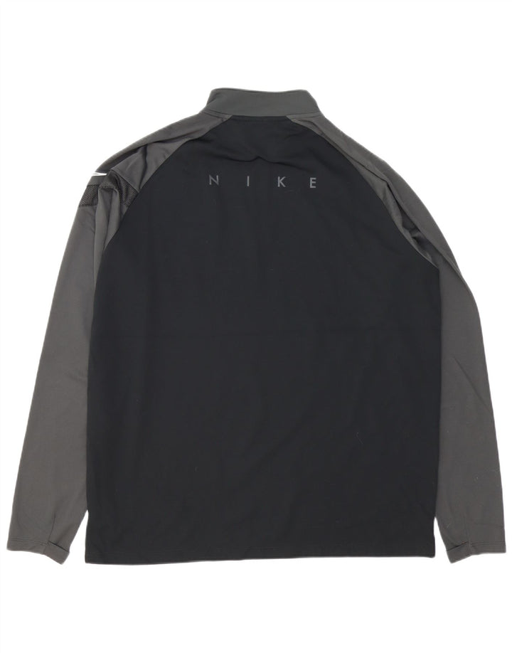 NIKE Mens Dri Fit Graphic Pullover Tracksuit Top XL Black Colourblock