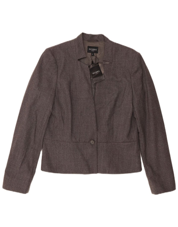 Hobbs Veste Blazer 1 Bouton Femme UK 12 Laine Gris Moyen