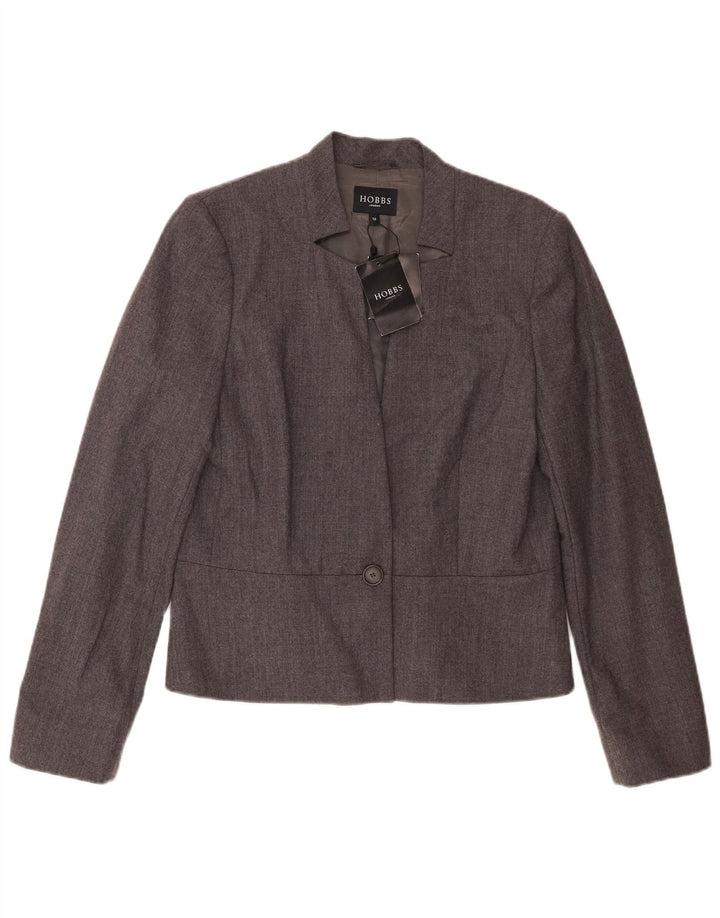 Hobbs Veste Blazer 1 Bouton Femme UK 12 Laine Gris Moyen