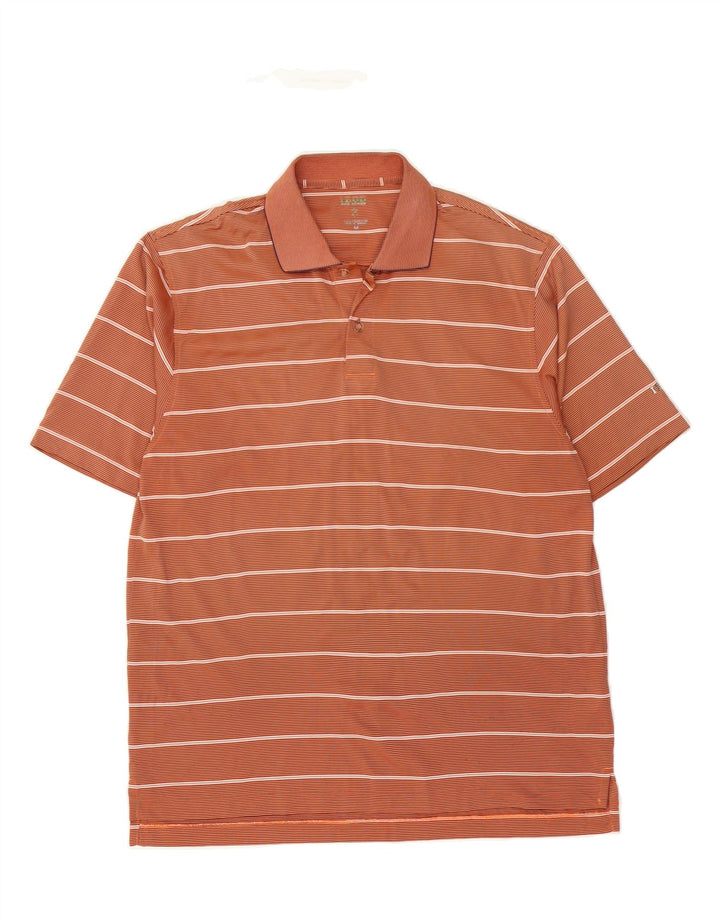 IZOD Mens Polo Shirt Medium Orange Striped Polyester Vintage Izod and Second-Hand Izod from Messina Hembry 
