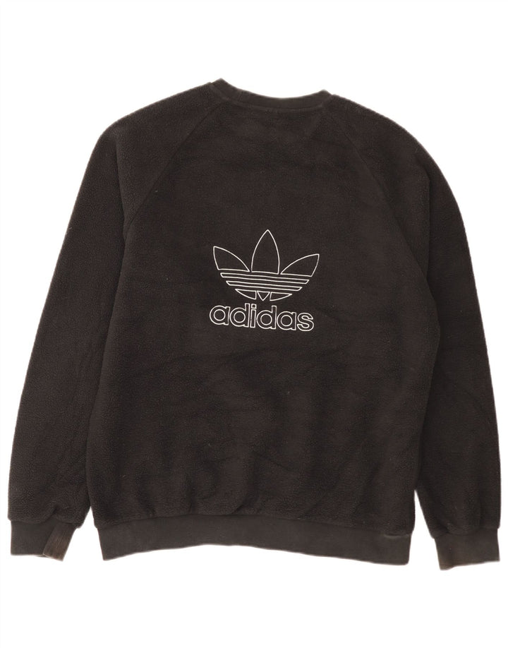 Adidas Mens Graphic Fleece Jumper Medium Black Polyester