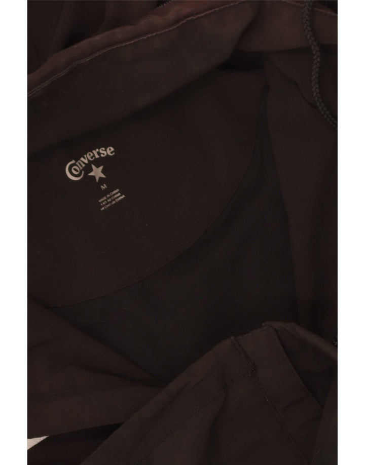 Converse Womens Hooded Windbreaker Jacket UK 14 Medium Black Colourblock