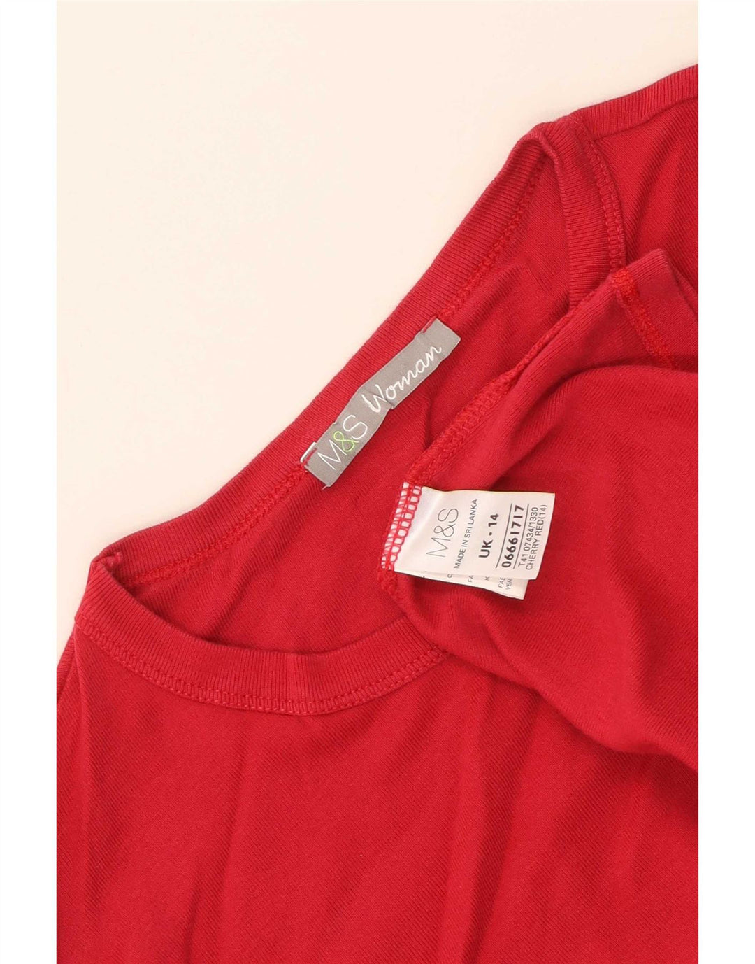 Marks & Spencer Womens Top Long Sleeve UK 14 Medium Red Cotton