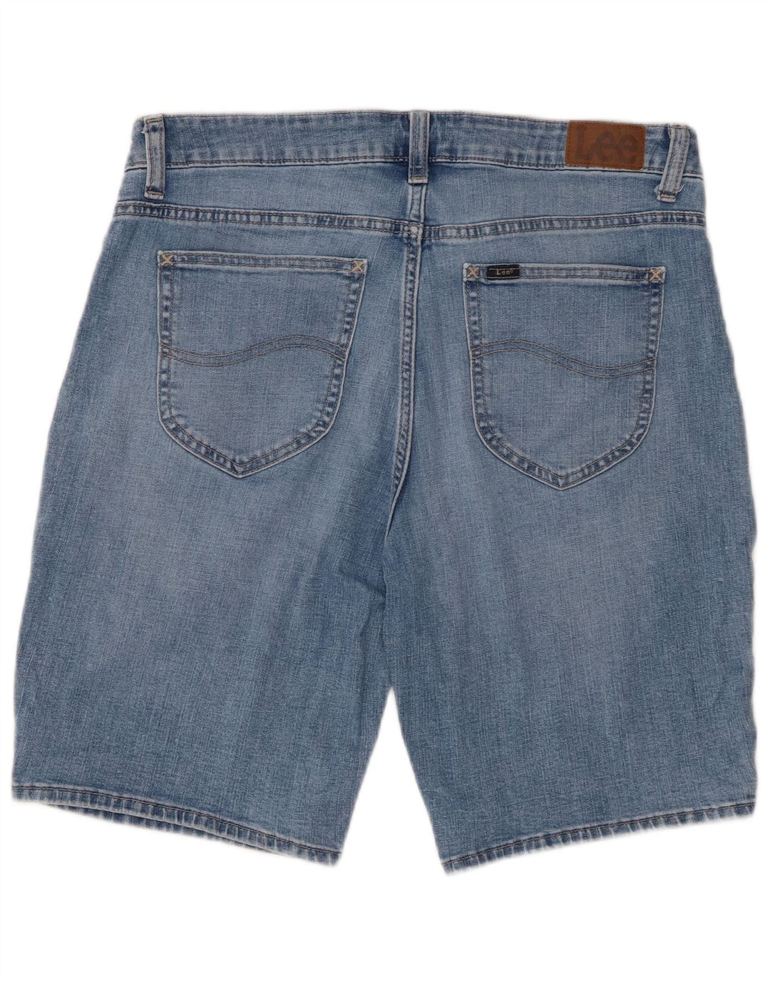 LEE Womens Regular Fit Mid Rise Bermuda Denim Shorts W34 Large Blue