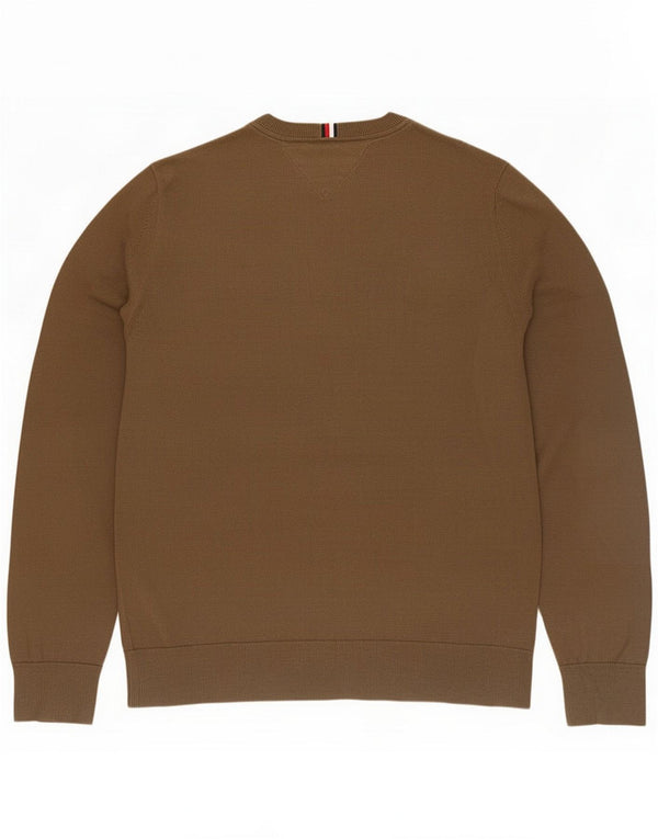 Tommy Hilfiger Mens Crew Neck Jumper Sweater XL Khaki Cotton