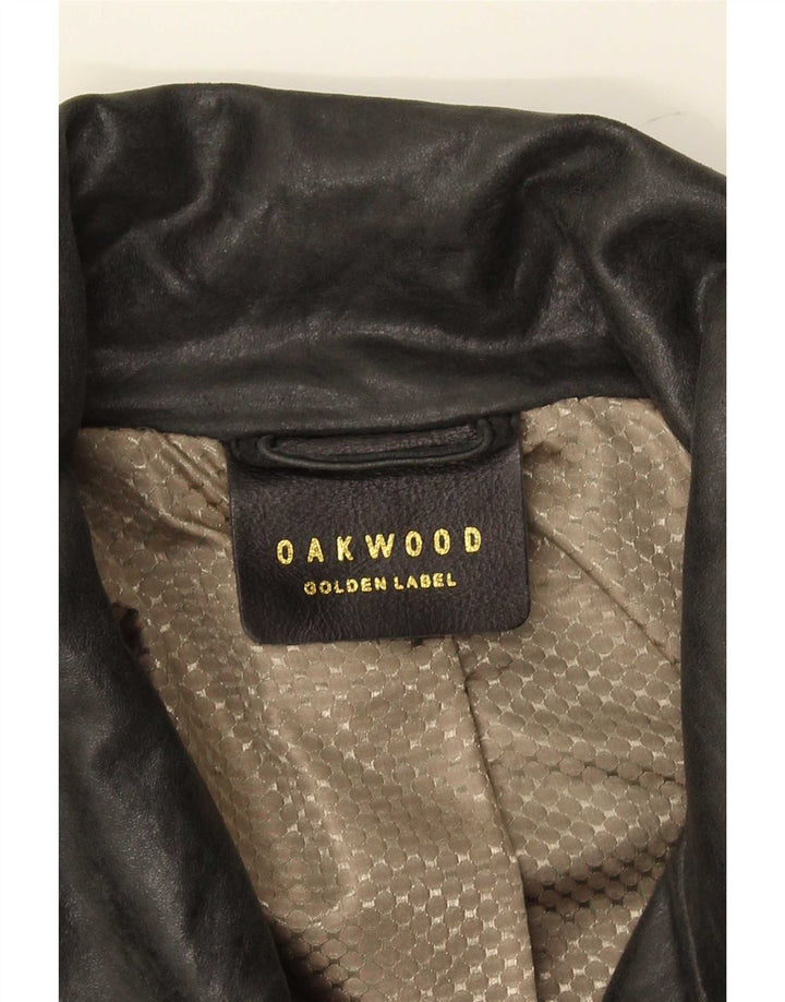 Oakwood Womens Trench Leather Coat UK 14 Medium Black