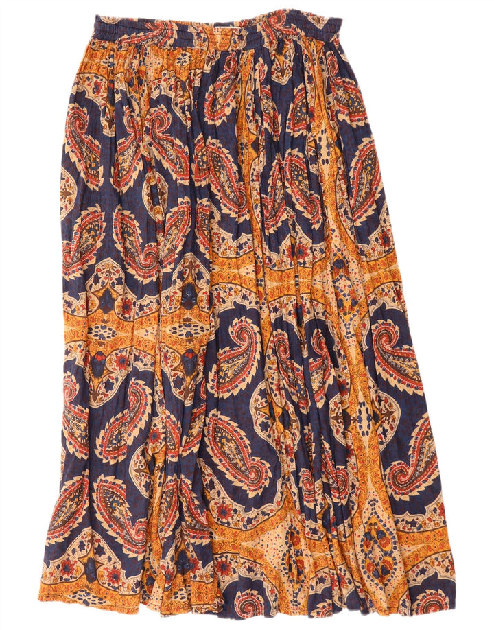Flash Womens Pleated Skirt Small W27 Navy Blue Paisley Viscose