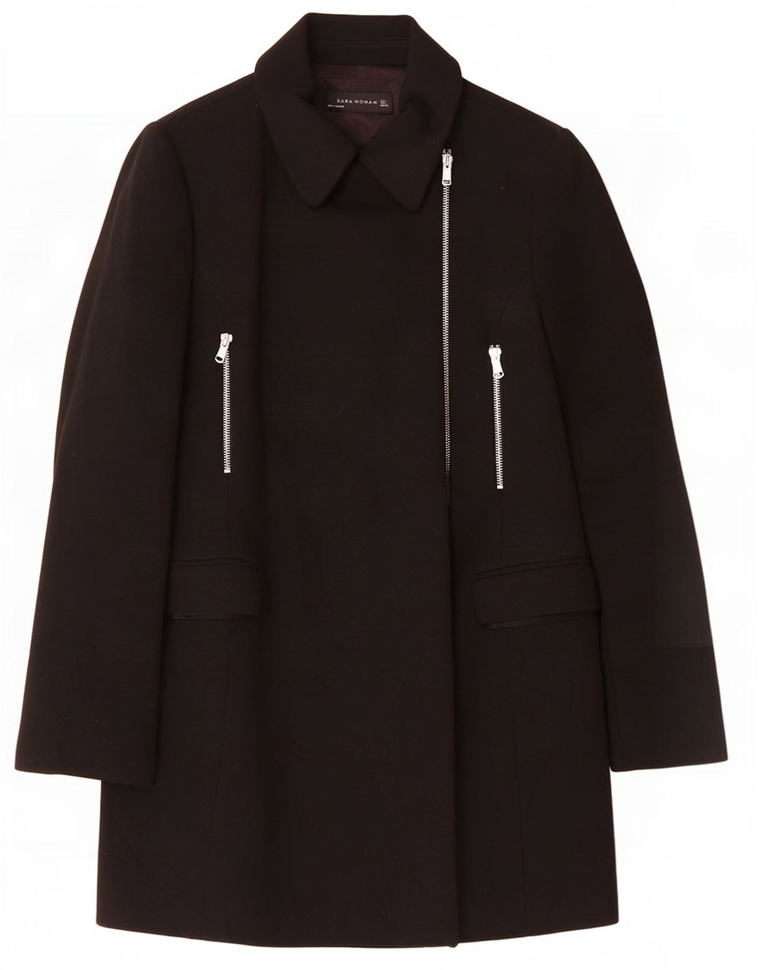Zara Damen Mantel UK 14 Large Schwarz