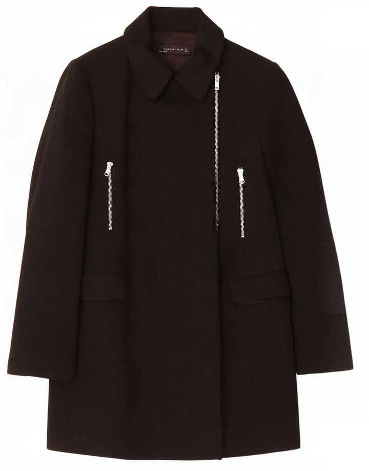 Zara Damen Mantel UK 14 Large Schwarz