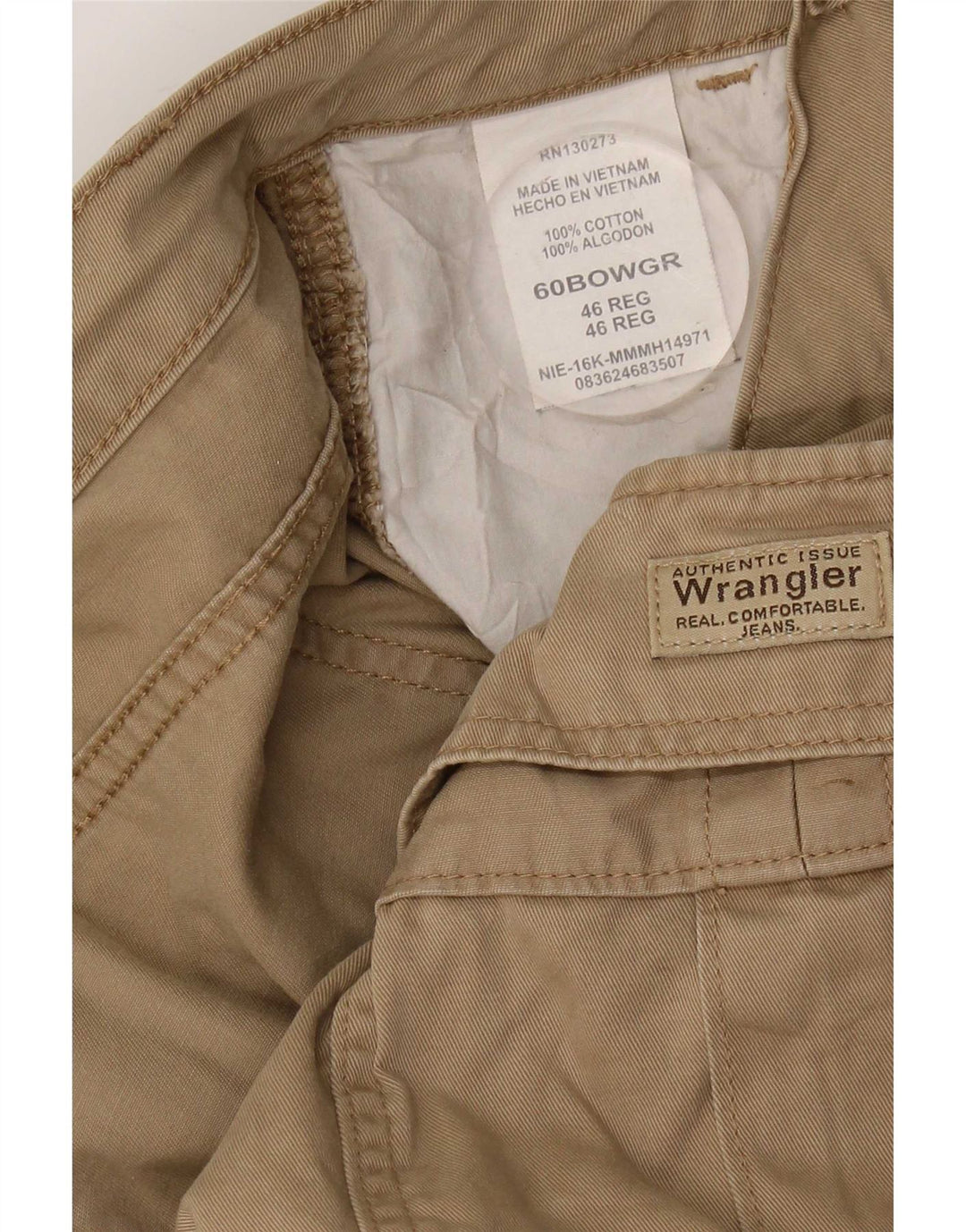 Wrangler Mens Cargo Shorts W46 3XL Beige Cotton