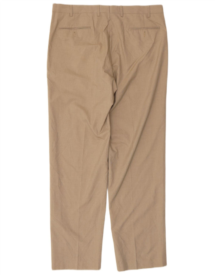 CHAPS Mens Straight Suit Trousers W36 L32 Beige Polyester