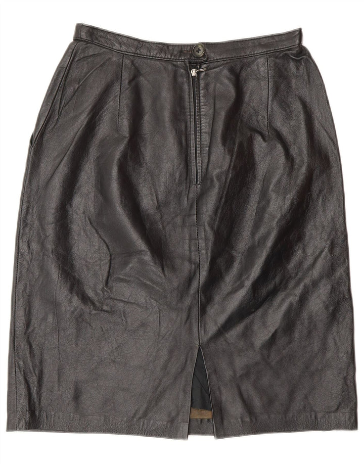 VINTAGE Womens Leather Skirt W24 XS Black