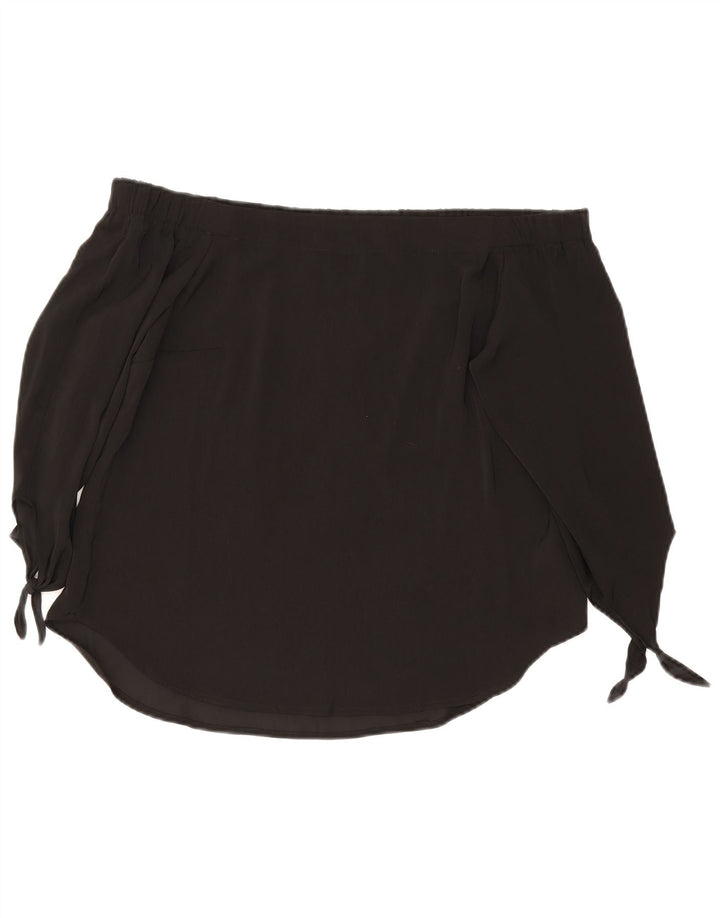 Top feminino Oasis com manga 3/4 sem ombro UK 12 poliéster preto médio