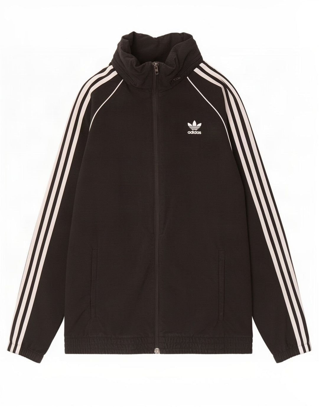 Adidas Mens Hooded Tracksuit Top Jacket Medium Black Nylon