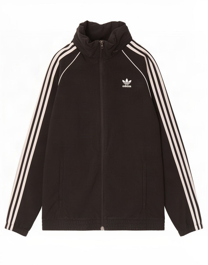 Adidas Mens Hooded Tracksuit Top Jacket Medium Black Nylon