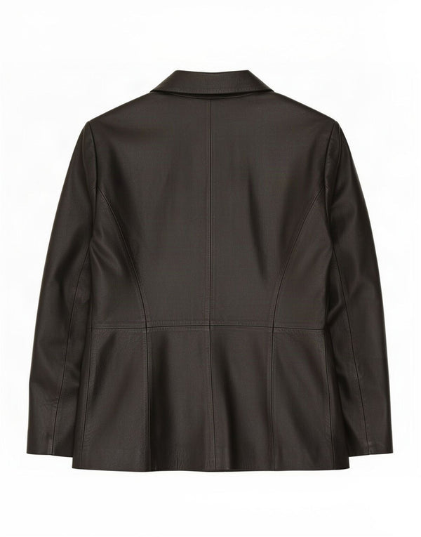 Milan Veste blazer en cuir à 2 boutons pour femme UK 16 Large Noir